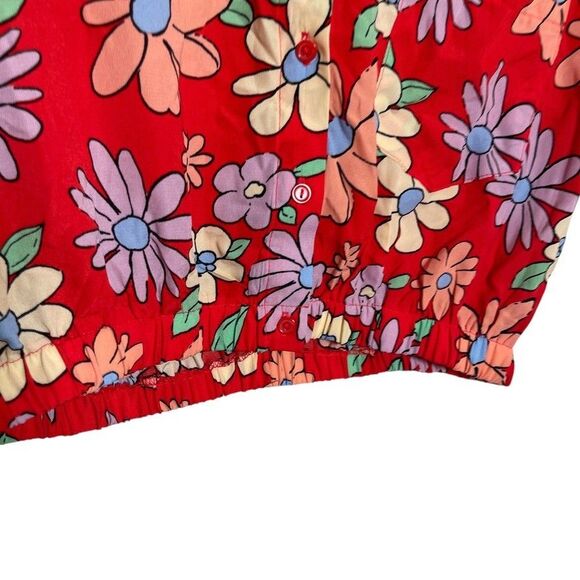 Timing Blouse Women's Medium Floral Button Up Cropped Groovy Shirt NWT - Picture 4 of 9